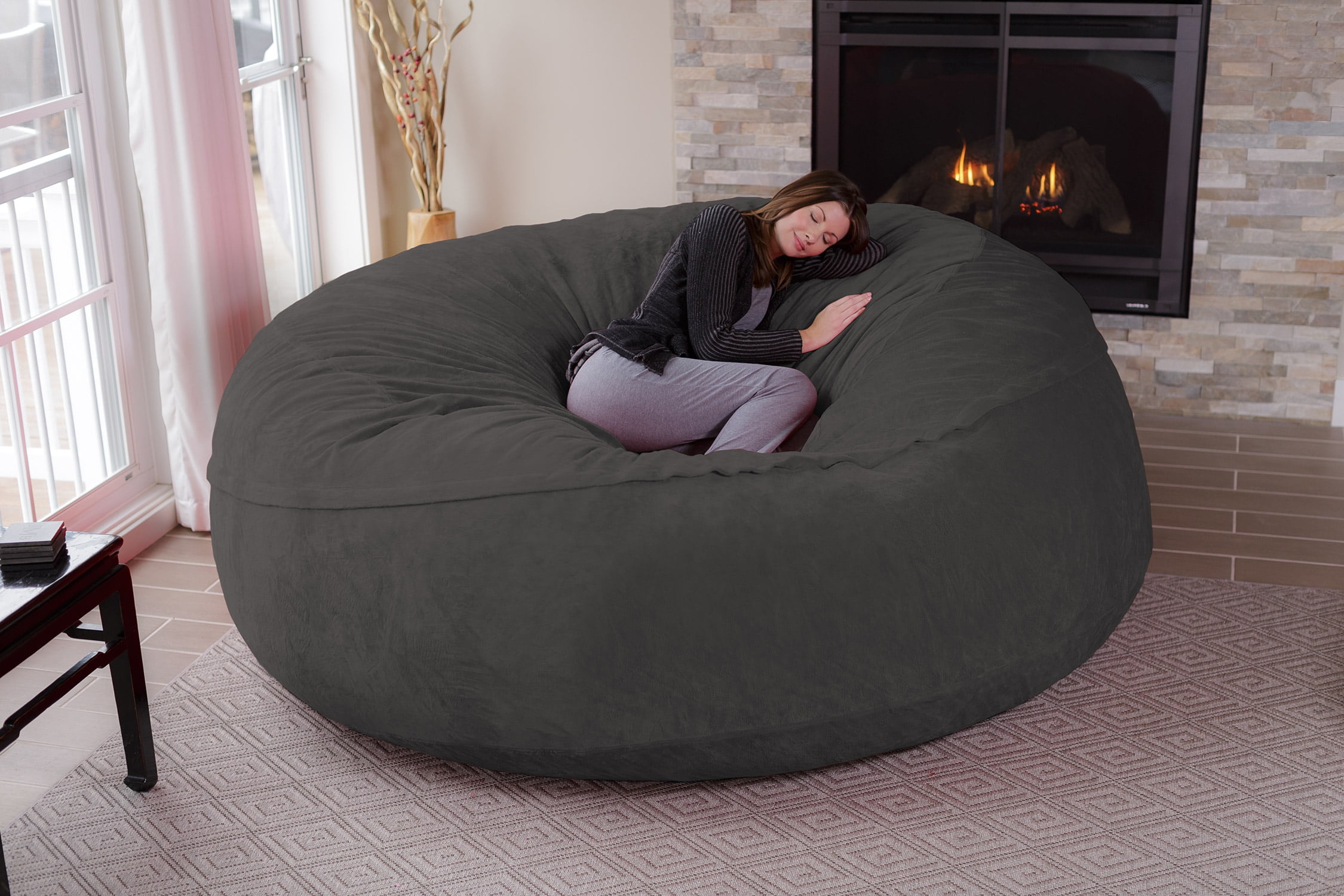 Chill Sack Bean Bag Chair: Giant 4´ Memory Foam Furniture Bean Bag Big  Sofa with Soft Micro Fiber Cover Grey Furry＿並行輸入品-