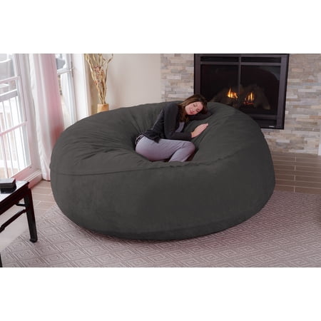 Chill Sack Bean Bag Chair, Memory Foam Lounger with Microsuede Cover, Kids, Adults, 8 ft, Grey