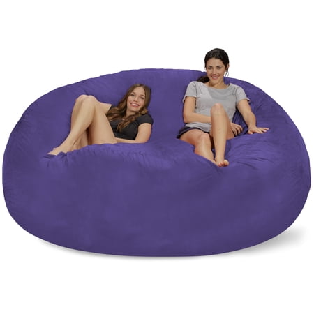 Chill Sack Bean Bag Chair, Memory Foam Lounger with Microsuede Cover, Kids, Adults, 8 ft, Purple