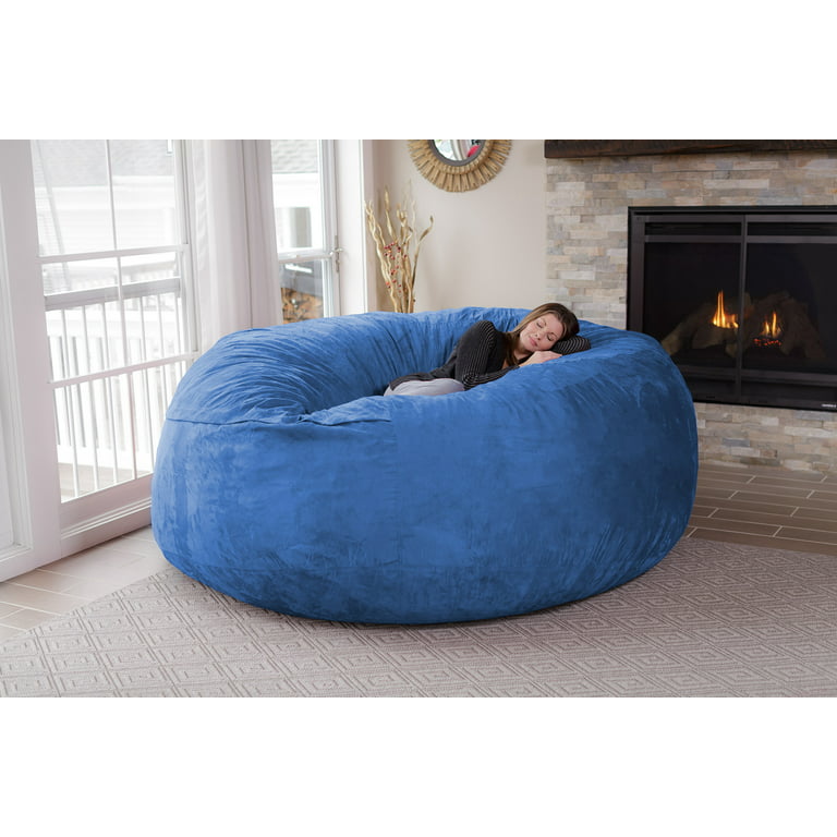 Chill Sack Bean Bag Chair, Memory Foam Lounger with Microsuede Cover, Kids,  Adults, 8 ft, Royal Blue