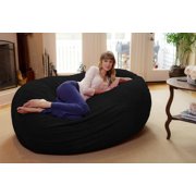 Chill Sack Bean Bag Chair, Memory Foam Lounger with Ultra Faux Fur Cover, Kids, Adults, 6 ft, Ultra Faux Fur Black