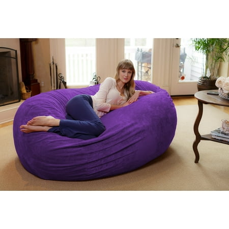 Chill Sack Bean Bag Chair, Memory Foam Lounger with Ultra Fur Cover, Kids, Adults, 6 ft, Ultra Fur Purple
