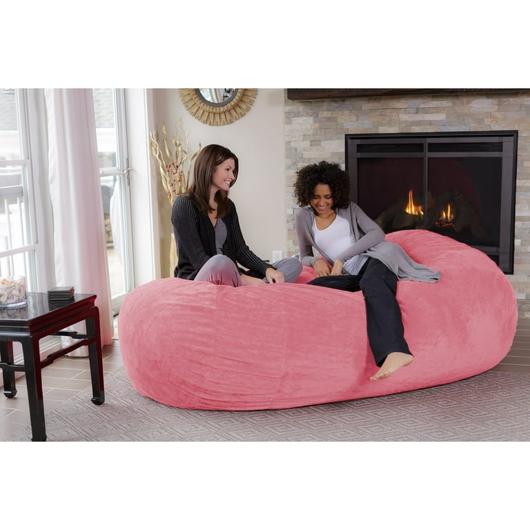 チルサック(Chill Sack) ビーズクッション　ピンク Chill Sack Bean Bag Chair, Memory Foam Lounger with Ultra Fur