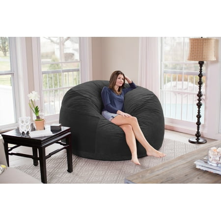 Chill Sack Bean Bag Chair, Memory Foam with Microsuede Cover, Kids, Adults, 6 ft, Dark Grey Pebble