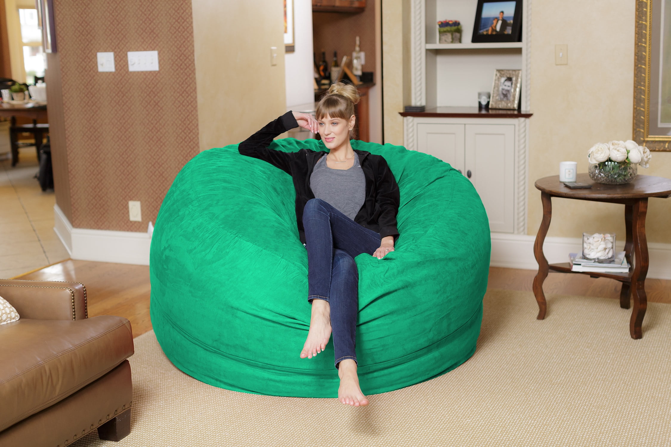 Chill Sack Bean Bag Chair, Memory Foam with Microsuede Cover, Kids, Adults, 6 ft, Tide Pool