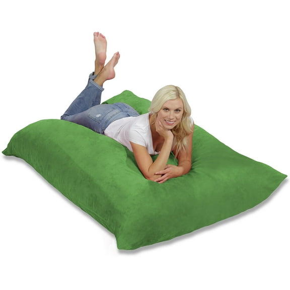 Chill Sack Bean Bag Pillow, Memory Foam Lounger with Microsuede Cover, Kids, Adults, 7.5 ft, Lime