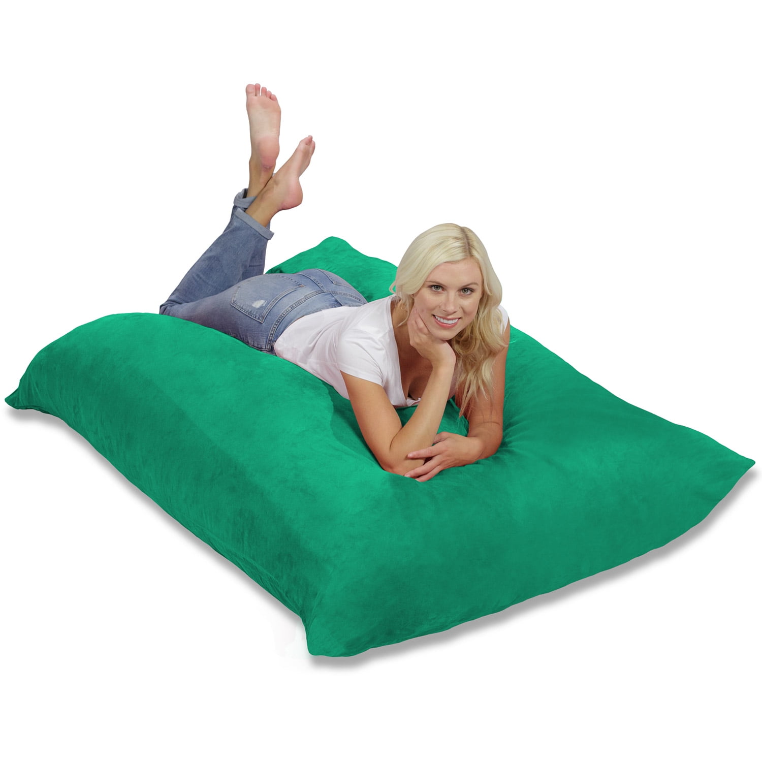 Chill Sack Bean Bag Pillow, Memory Foam Lounger with Microsuede Cover, Kids, Adults, 7.5 ft, Tide Pool