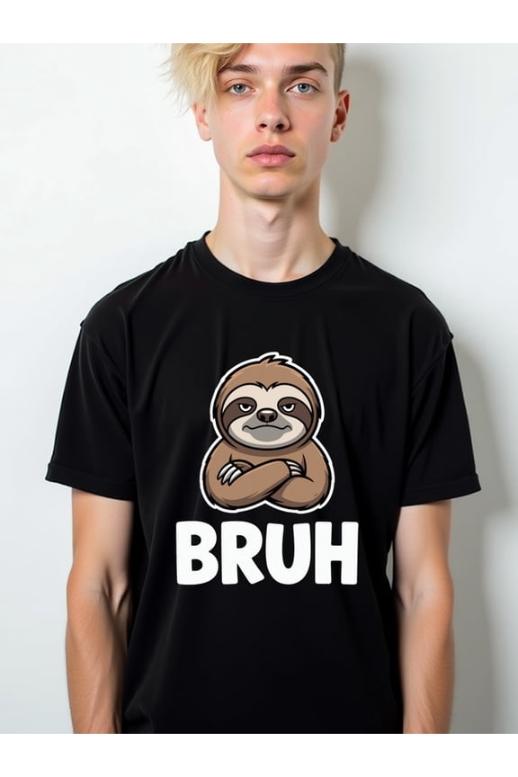 Chill Sloth Bruh T-Shirt Mens round neck T-shirt black summer casual For summer Casual Daily Wear Retro Unisex Shirt Graphic tshirts