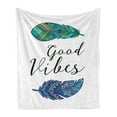 thumbnail image 1 of Chill Soft Flannel Fleece Throw Blanket, Boho Art Style Feathers with Feathers Hand Writing Type Native Tribal, Cozy Plush for Indoor and Outdoor Use, 60" x 80", Multicolor, by Ambesonne, 1 of 5
