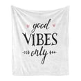 thumbnail image 1 of Chill Soft Flannel Fleece Throw Blanket, Hand Drawn Lettering Inspirational Phrase on White Backdrop Leaves Hearts, Cozy Plush for Indoor and Outdoor Use, 50" x 70", Black White Pink, by Ambesonne, 1 of 5