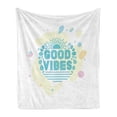 thumbnail image 1 of Chill Soft Flannel Fleece Throw Blanket, Ocean Inspired Sun Sea Water Drops Color Blots Summer Holiday Beach, Cozy Plush for Indoor and Outdoor Use, 50" x 60", Turquoise Yellow Pink, by Ambesonne, 1 of 5