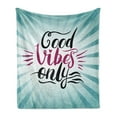 thumbnail image 1 of Chill Soft Flannel Fleece Throw Blanket, Retro Radial Composition Abstract Sunburst Hand Lettering Typography, Cozy Plush for Indoor and Outdoor Use, 60" x 80", Teal Black Magenta, by Ambesonne, 1 of 5