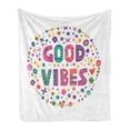 thumbnail image 1 of Chill Soft Flannel Fleece Throw Blanket, Word Art Theme Doodle Cartoon Positive Hippie Cheerful, Cozy Plush for Indoor and Outdoor Use, 70" x 90", Multicolor, by Ambesonne, 1 of 5