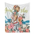 thumbnail image 1 of Chill Soft Flannel Fleece Throw Blanket, Young Girl Standing Back with Flourishing Roses Abstract Floral Feminine, Cozy Plush for Indoor and Outdoor Use, 70" x 90", Multicolor, by Ambesonne, 1 of 5
