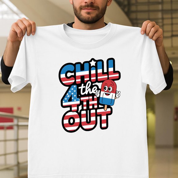Chill The 4th Out Funny 4th of July Independence Day Unisex T-Shirt, Patriotic Graphic V60865, Up to Size 5XL