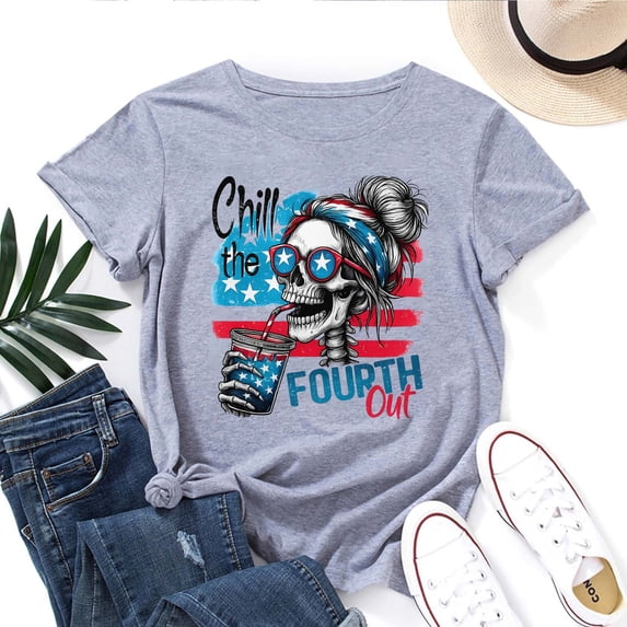 Chill The Fourth Out Women's T-Shirt – Funny 4th of July Graphic Tee, Patriotic Summer USA Top
