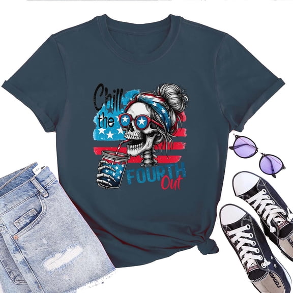 Chill The Fourth Out Women's T-Shirt – Funny 4th of July Graphic Tee, Patriotic Summer USA Top