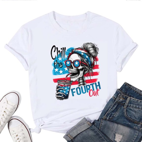 Chill The Fourth Out Women's T-Shirt – Funny 4th of July Graphic Tee, Patriotic Summer USA Top