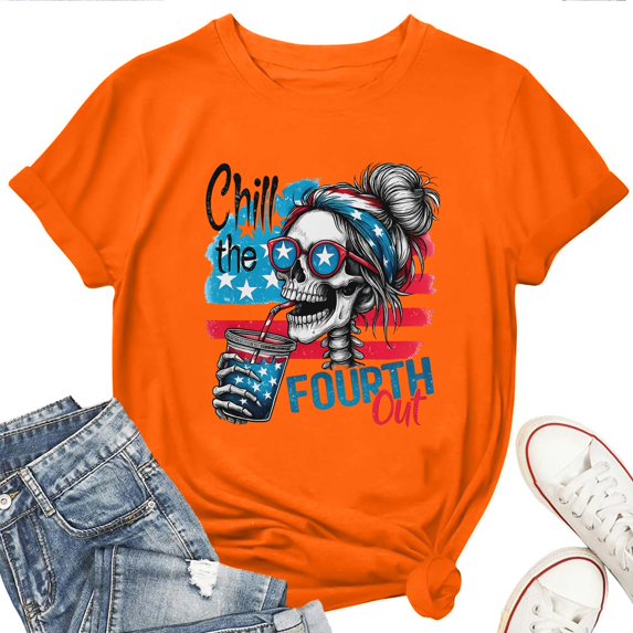 Chill The Fourth Out Women's T-Shirt – Funny 4th of July Graphic Tee, Patriotic Summer USA Top