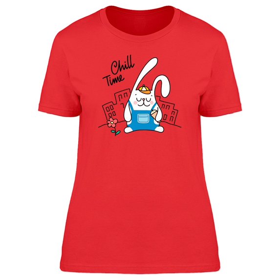 Chill Time Cute Bunny Doodle Tee Women's -Image by Shutterstock