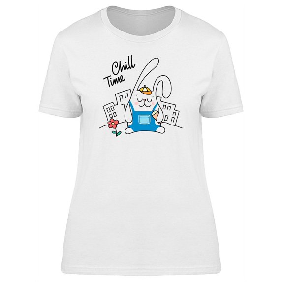 Chill Time Cute Bunny Doodle T-Shirt Women -Image by Shutterstock, Female Small