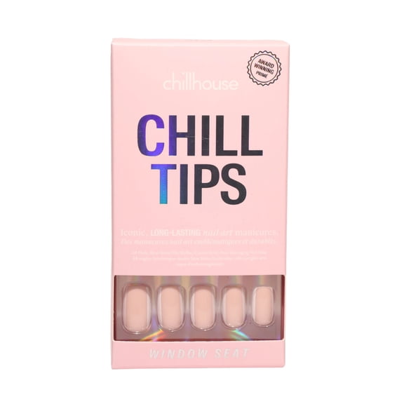 Chillhouse Chill Tips - Solids Press On Nails, Window Seat, Square Medium, Beige, 30 Fake Nails