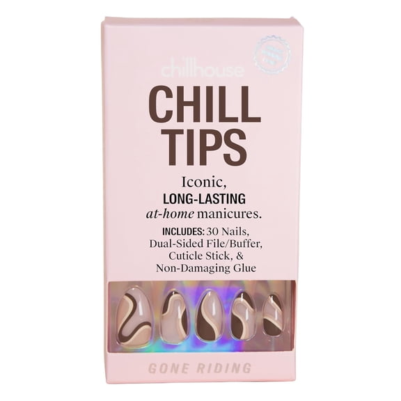 - Chill Tips, Press on Nails Kit - Gone Riding (Almond) - 30 Nail Shapes & Sizes - Up to 2 Weeks of Wear - Customizable Fit - Reusable - Latina Founded & Women Owned - Beauty & Self Care