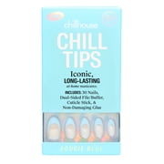 Chillhouse Chill Tips - French Press On Nails, Bougie Blue, Almond Medium, Blue, 30 Fake Nails