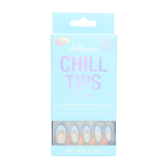 Chillhouse Chill Tips - French Press On Nails, Bougie Blue, Almond Medium, Blue, 30 Fake Nails