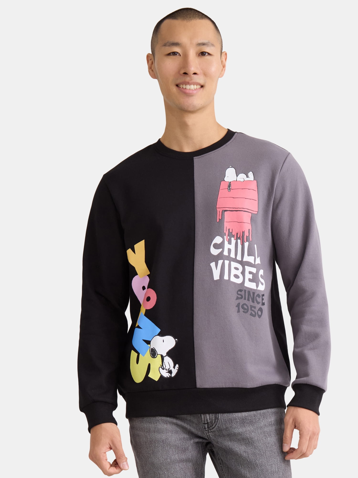 Chill Vibes Men's & Big Men's Graphic Crew Neck Sweatshirt with