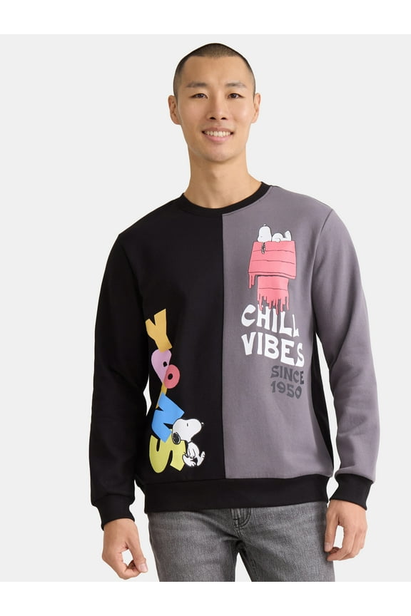Chill Vibes Men's & Big Men's Graphic Crew Neck Sweatshirt with Long Sleeves, Sizes S-3XL