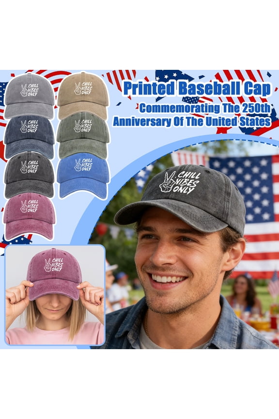 Chill Vibes Only Printed Dad Hat With Peace Sign Graphic And Vintage Wash Finish, Awesome For Summer Festivals Beach Days Or Casual Hangouts Navy