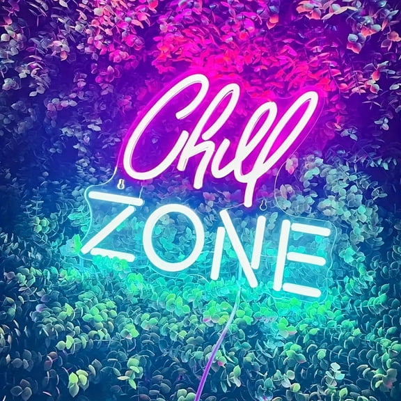 Chill Zone" LED Neon Sign | USB Dimmable Mood Light For Bedroom & Living Room | Vibrant Party Decor With Switch Control - Relaxing Plastic Wall Art Gift