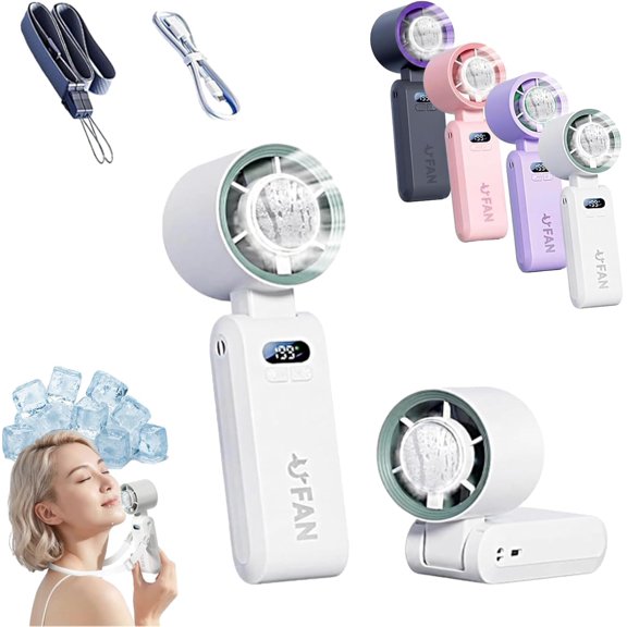 Chill breeze Portable Turbo Fan, 2026 Upgrade Chill Fast Cooling 199 Gears Handheld Fan, 5-Speed 4000mAh Rechargeable, 3-in-1 Foldable Personal Travel Fan for Summer Travel (White)