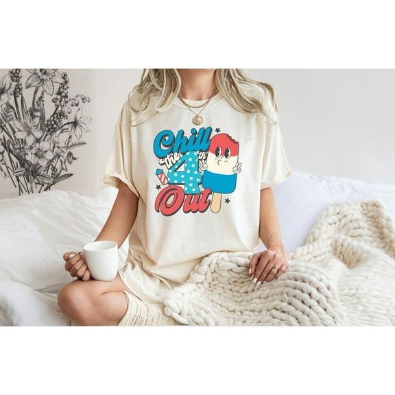 Chill the Fourth Out Shirt, Cute 4th of July Ice Cream Tee, Funny Independence Day T-Shirt, Patriotic Red White and Blue USA Shirt