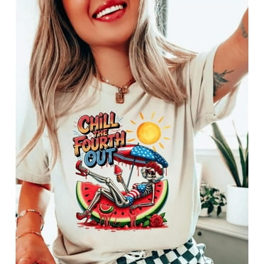 Chill the Fourth Out T-shirt, Funny Patriotic Shirt, 4th of July, Retro Watermelon Halloween Shirt, Independence Day TH070629