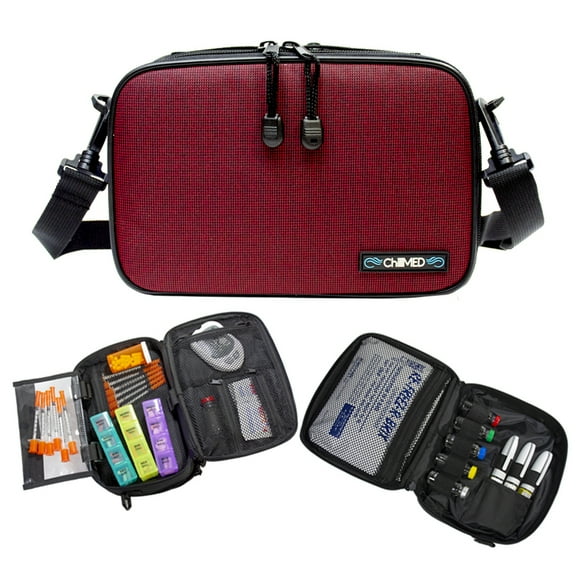 ChillMed Elite Diabetes Weekly Organizer - Insulin and medication travel cooler with up to 14 Hours of cool time (Red)