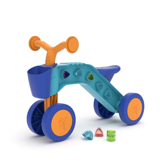 Chillafish ItsiBitsi Ride-on with Play Blocks and Storage Basket Toddler 12-36 Months Blue/Orange