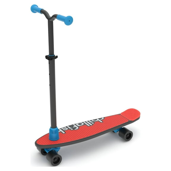 Chillafish Skatieskootie, Beginner Skateboard Trainer or Scooter with Detachable Handle for A Lean to Steer Scooter, Black Mix
