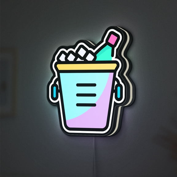 Chilled Champagne 3D Novelty Light Box, Custom Text Option, Chill Drinks Wall Art, Cool Bar or Party Decor for Beverage Lovers (Width 20 inch, 50cm)