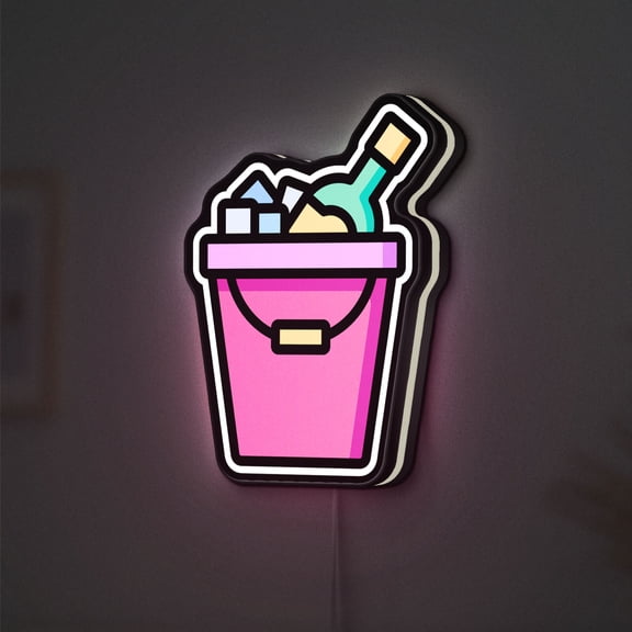 Chilled Champagne 3D Novelty Light Box, Custom Text Option, Cold Beverage and Birthday Party Wall Art, Fun Bar Decor (Width 24 inch, 60cm)