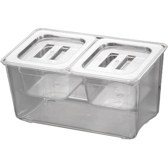 Chilled Condiment Caddy Commercial Jams Box Removable Compartments Seasoning Box for Outdoor Restaurant Hot Dog Station Party, 2 compartments