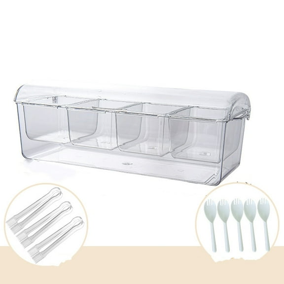 Chilled Condiment Server Caddy with Lid, 5 Removable Compartments Container