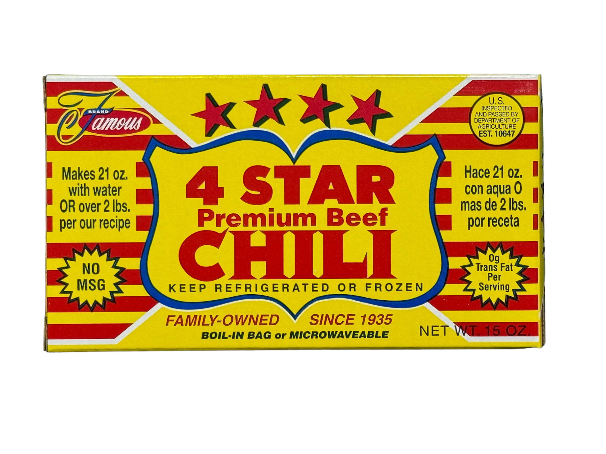 Chilled Famous Brand 4 Star Famous Beef Chili, 15 oz
