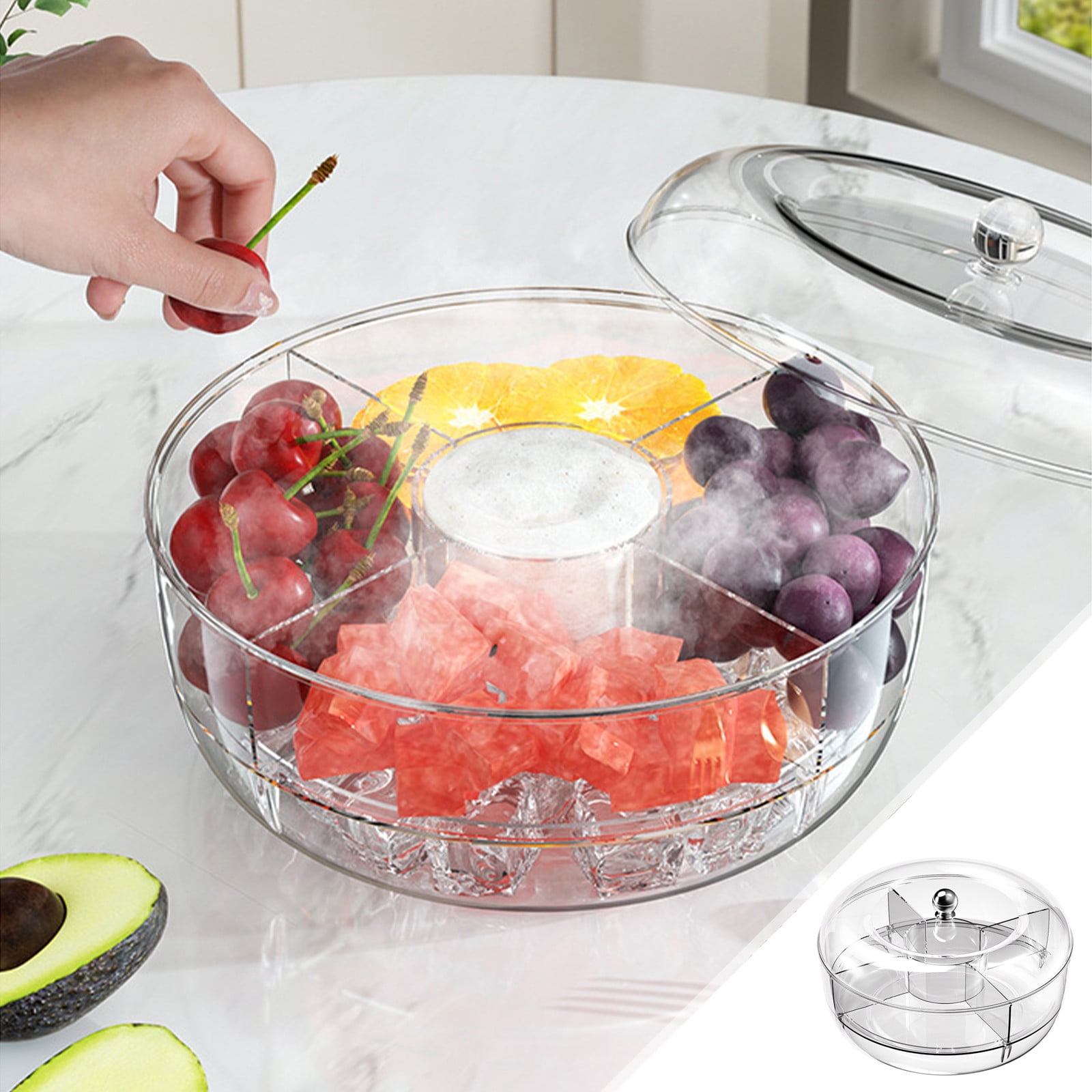 Chilled Vegetable Storage Platter Rotating Fruit Compartment Stainless Chilled Vegetable Storage Platter Rotating Fruit Compartment Stainless