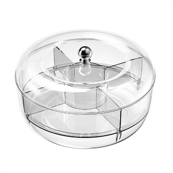 Chilled Veggie Fruit Tray Platter Divided Rotating Serving Tray with Lid Snack Vegetable Tray Chip and Dip Serving Set,1 x Storage tray,Transparent