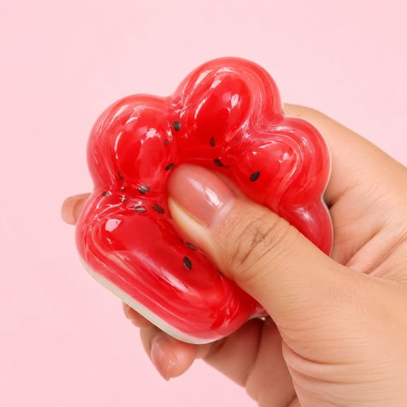 Chilled Watermelon Star Slow Rising Squishy Stress Relief Toy 2.8 Inch, Super Soft TPR Cream Strip Fidget for Anxiety Calming Kids Adults Gift