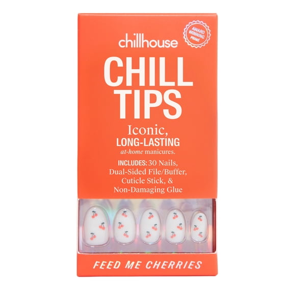 Chillhouse Chill Tips Press On Nails, Feed Me Cherries, Oval Style, 30 Count