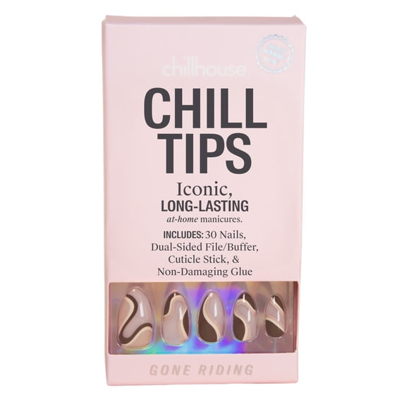 Chillhouse Chill Tips Press On Nails, Gone Riding, Almond Style, 30 Count
