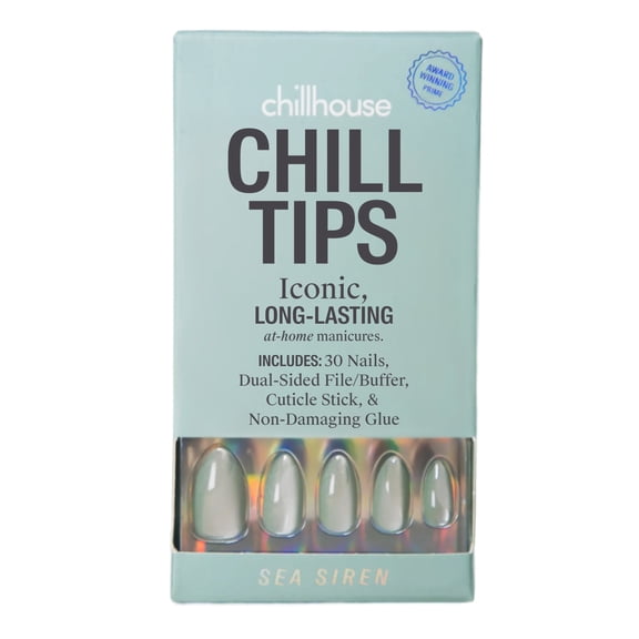 Chillhouse Chill Tips Press On Nails, Sea Siren, Almond Style, 30 Count